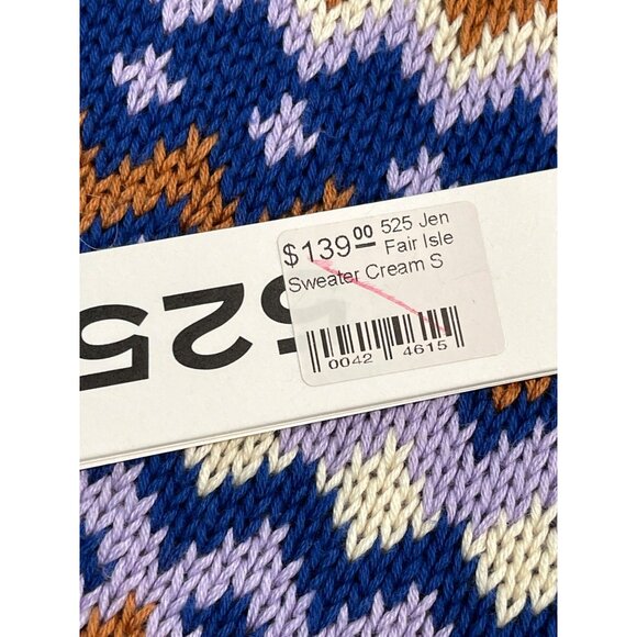 525 Fair Isle Sweater Cream Size Small Cotton Blend NWT - Picture 6 of 7